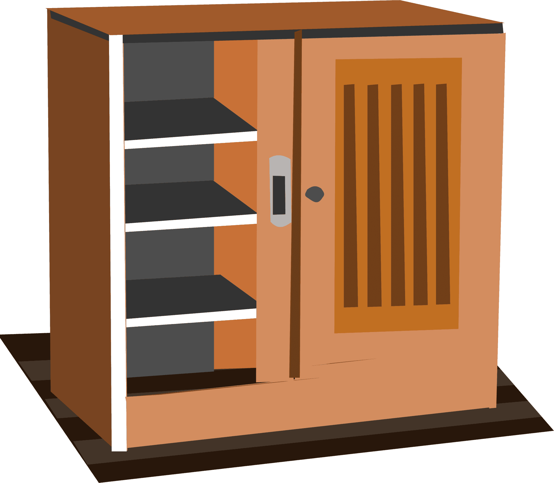 Wooden Cupboard Closet Illustration PNG Image