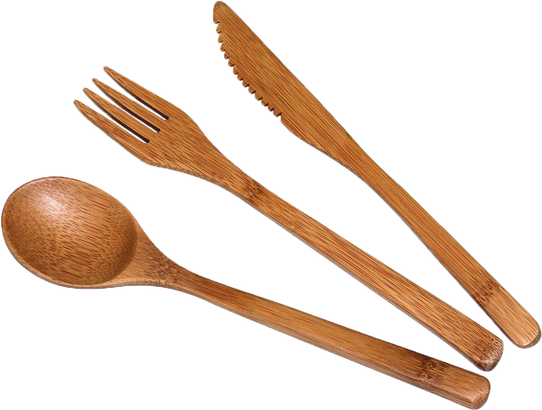 Wooden Cutlery Set Fork Spoon Knife PNG Image