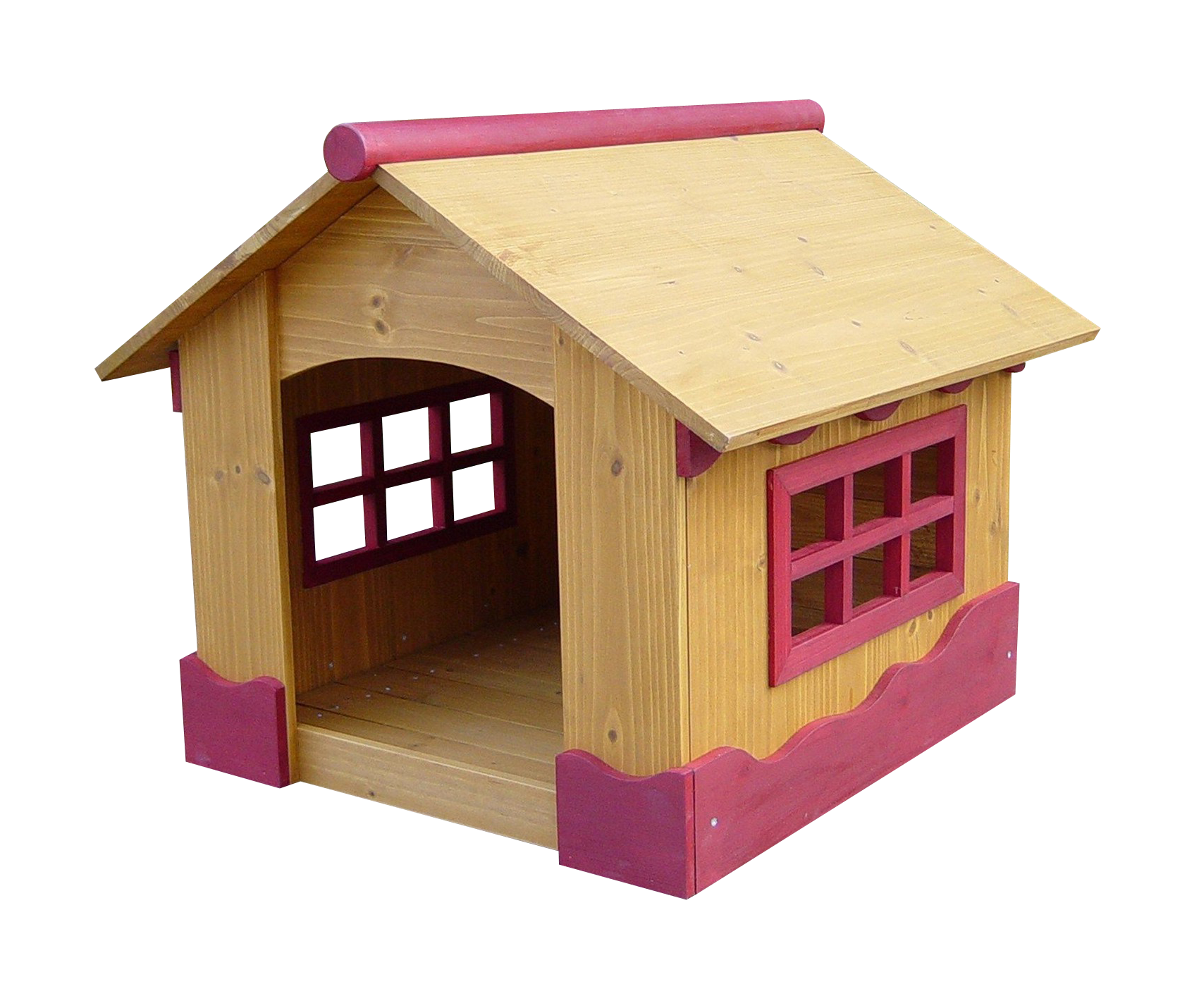 Wooden Dog Housewith Red Trim PNG Image