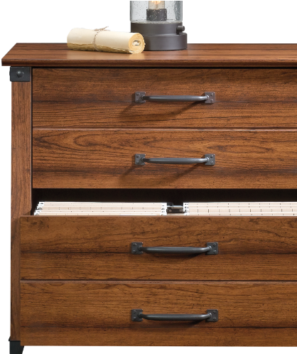 Wooden Dresserwith Drawersand Lantern PNG Image