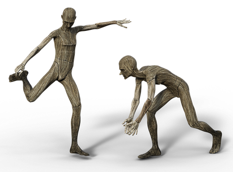 Wooden Figures Dynamic Pose PNG Image