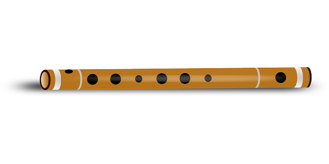 Wooden Flute Black Background PNG Image