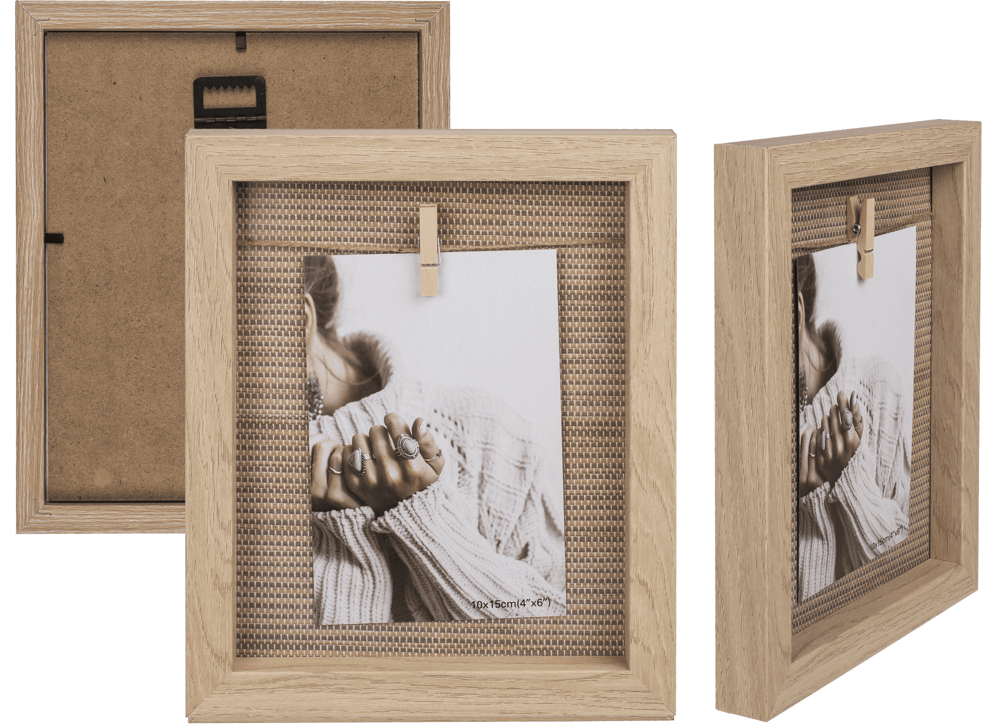 Wooden Framewith Pegged Photo PNG Image