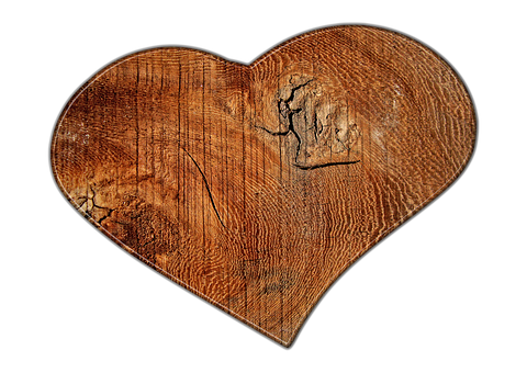 Wooden Heart Carving Black Background PNG Image