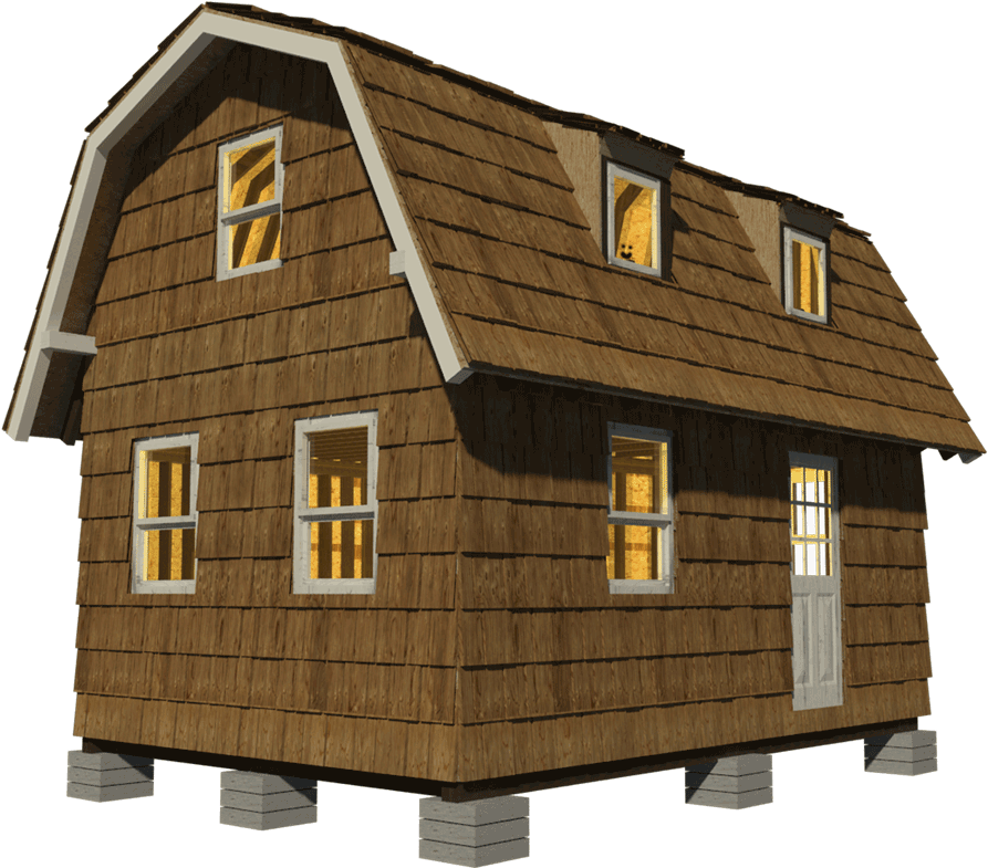 Wooden House With Shingled Roof PNG Image