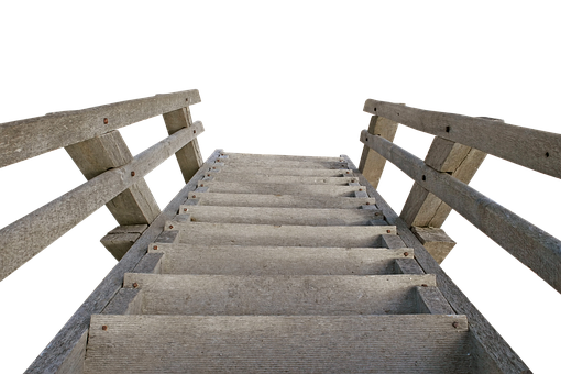 Wooden Ladder Against Black Background.jpg PNG Image