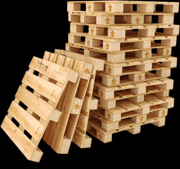 Wooden Pallets Stacked Isolated PNG Image