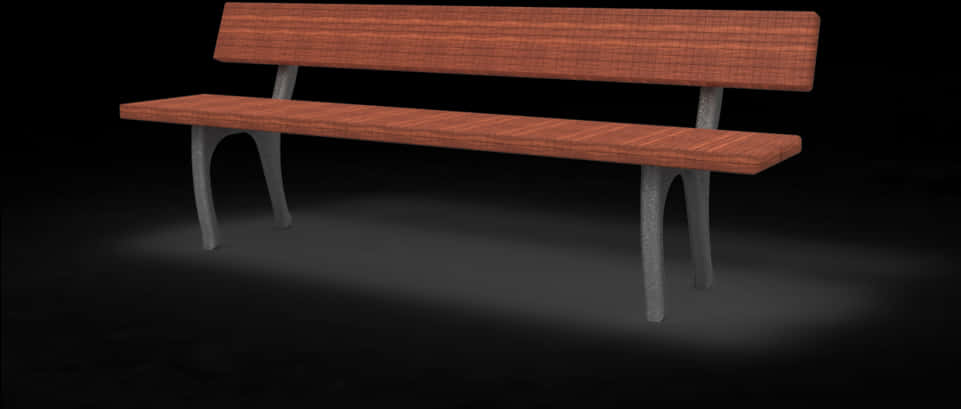 Wooden Park Bench Black Background PNG Image