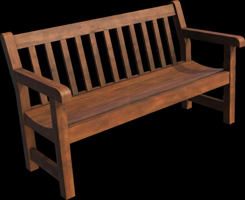 Wooden Park Bench Isolated PNG Image