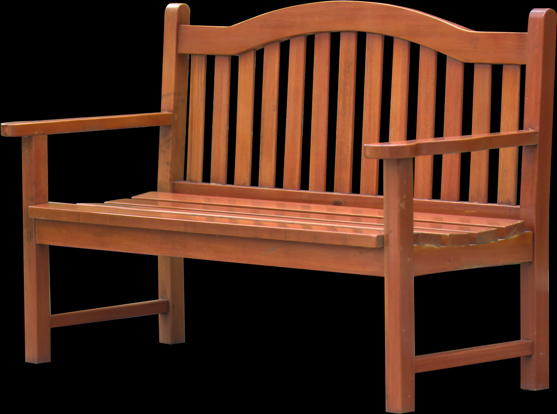 Wooden Park Bench Isolated PNG Image