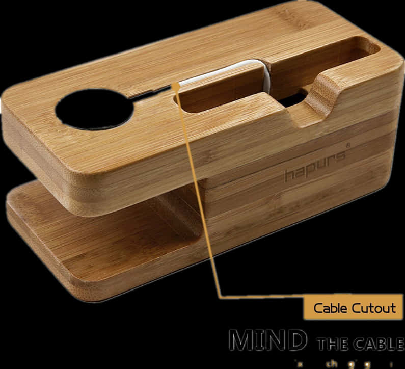 Wooden Phone Charger Holder PNG Image