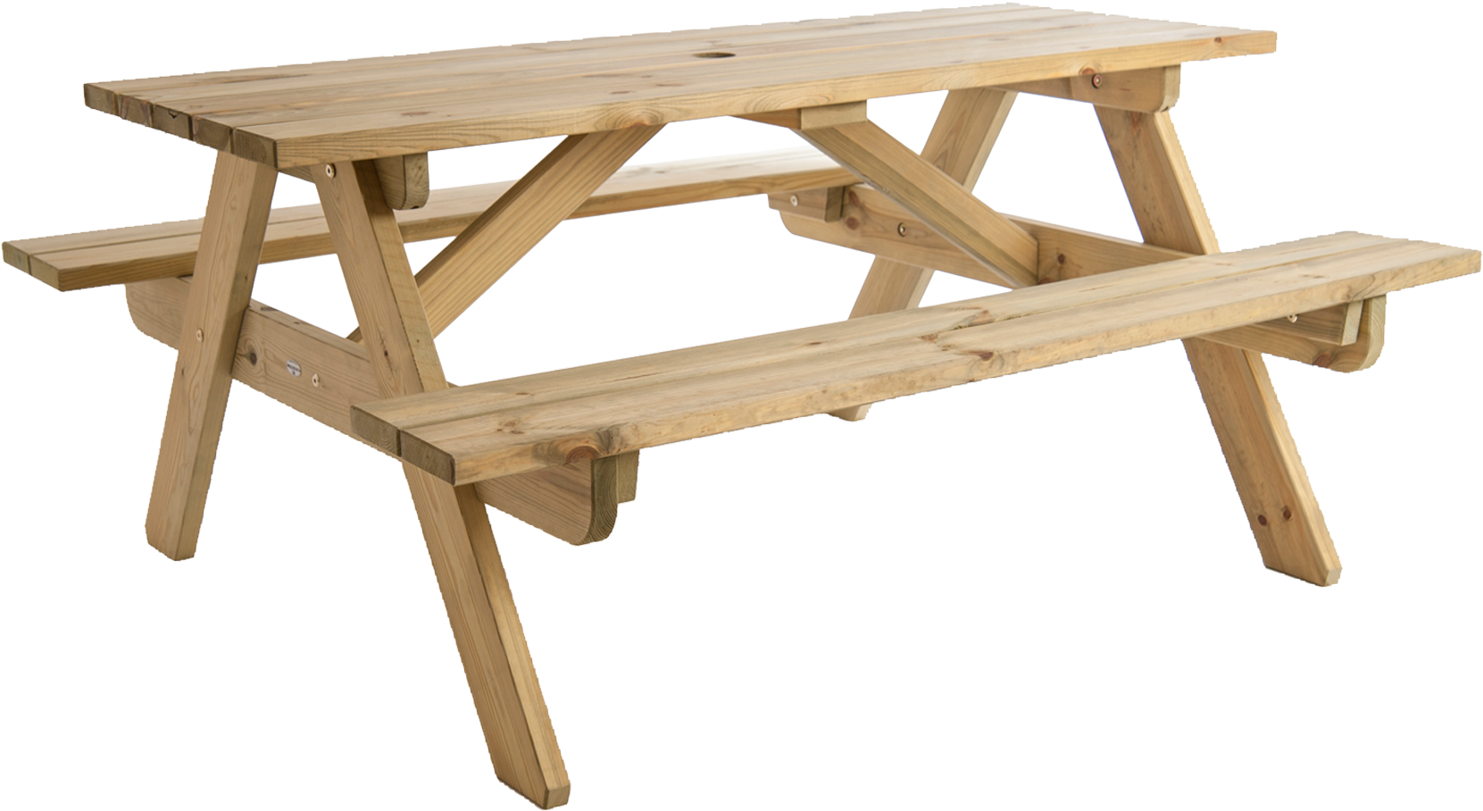 Wooden Picnic Table Isolated PNG Image