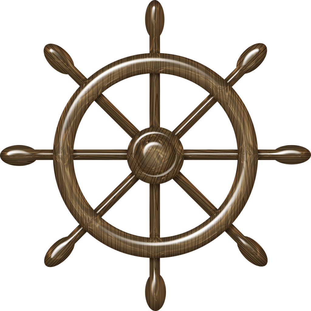 Wooden Ship Steering Wheel PNG Image