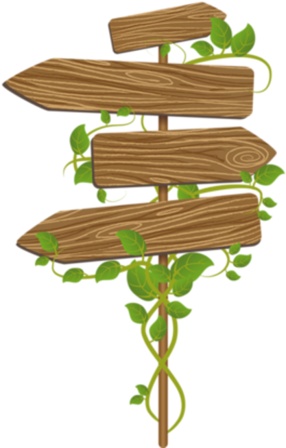 Wooden_ Signpost_with_ Green_ Leaves_ Vector PNG Image