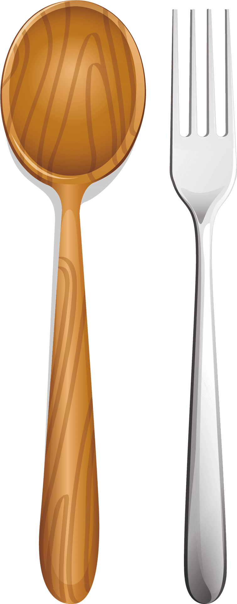 Wooden Spoonand Metal Fork PNG Image