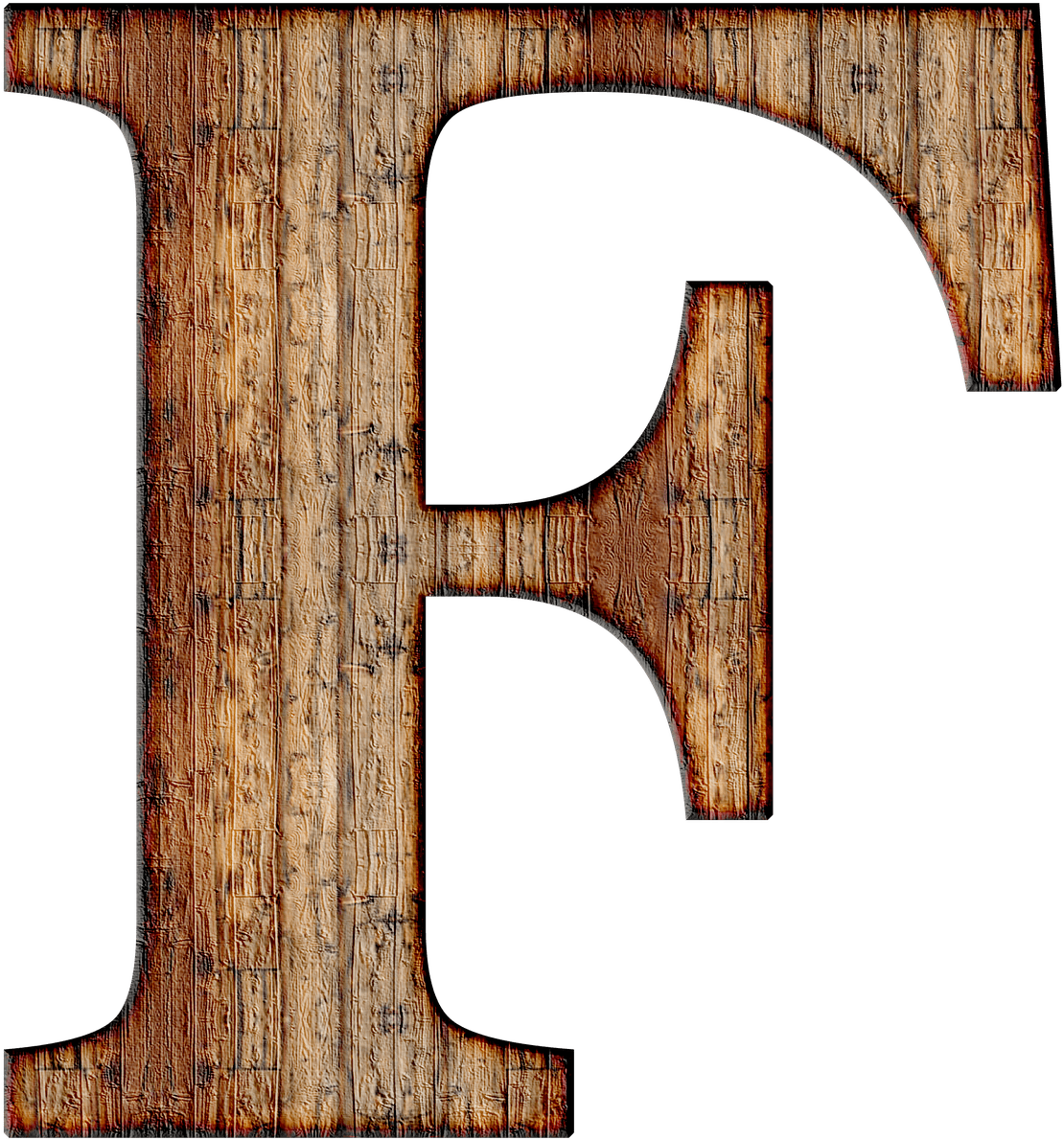 Wooden Texture Letter F PNG Image