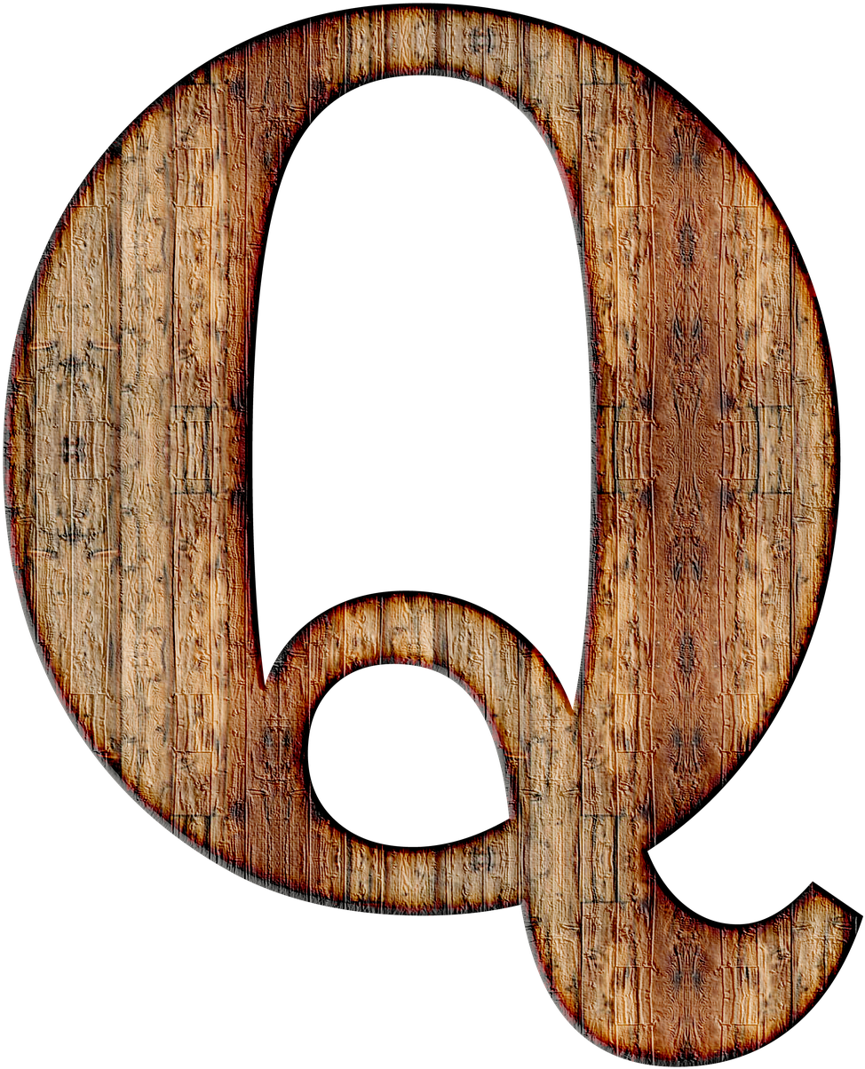 Wooden Texture Letter Q PNG Image