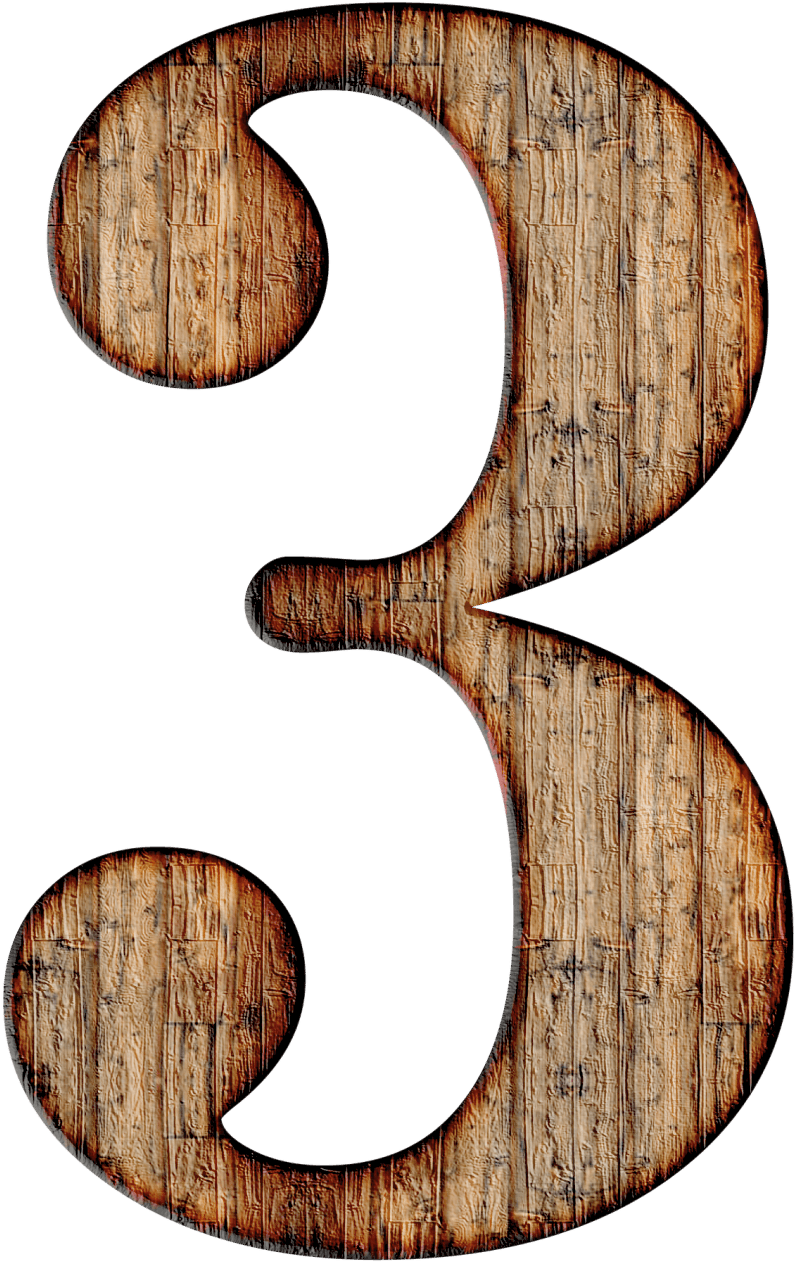 Wooden Texture Number Three PNG Image