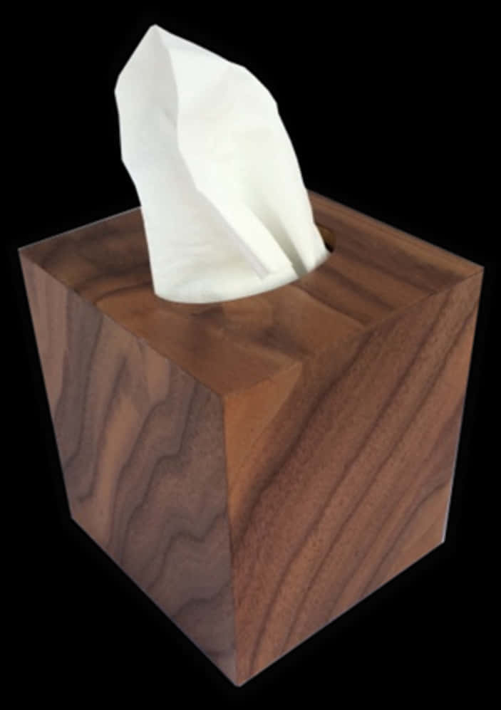 Wooden Tissue Box Square Design PNG Image