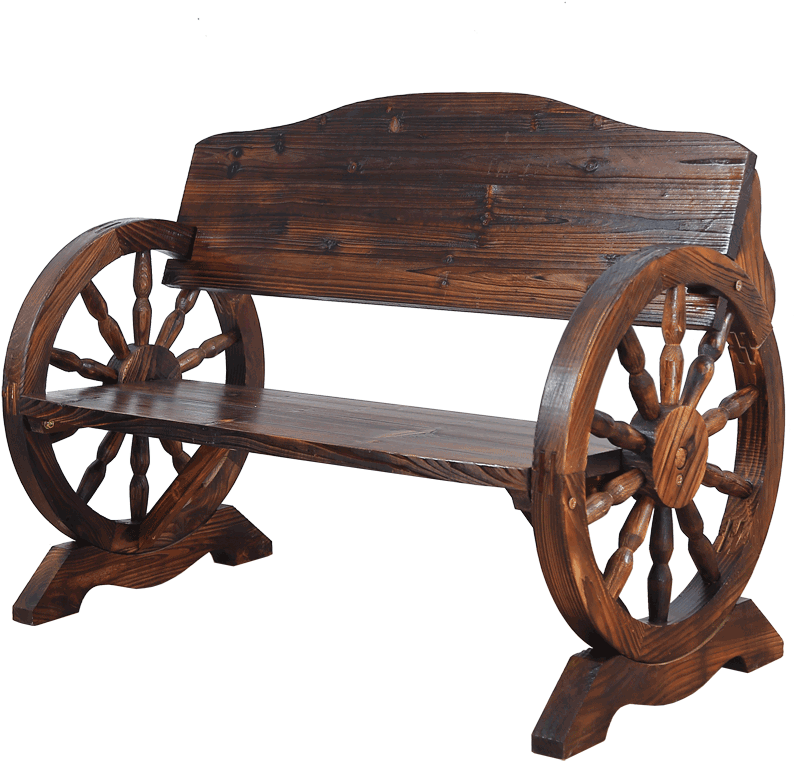 Wooden Wheel Bench Design PNG Image