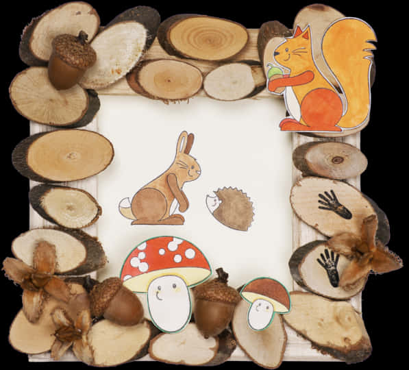 Woodland Creaturesand Tree Rings Frame PNG Image