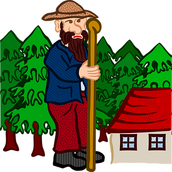 Woodsman By The Cabin PNG Image