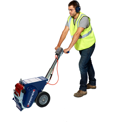 Worker Using Floor Stripper Machine PNG Image