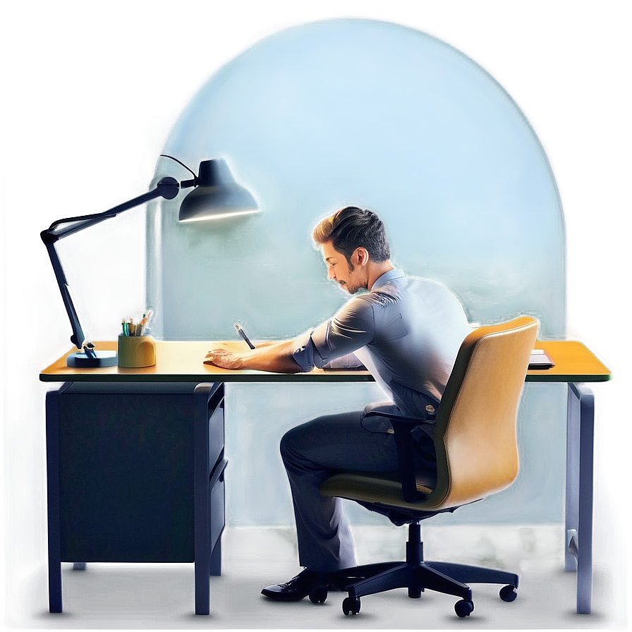 Working At A Desk Png Peb PNG Image