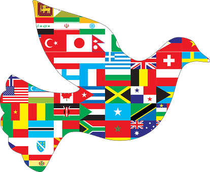 World Flags Dove Silhouette PNG Image