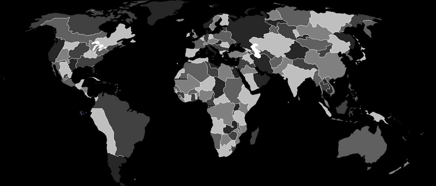 World Map Monochrome PNG Image