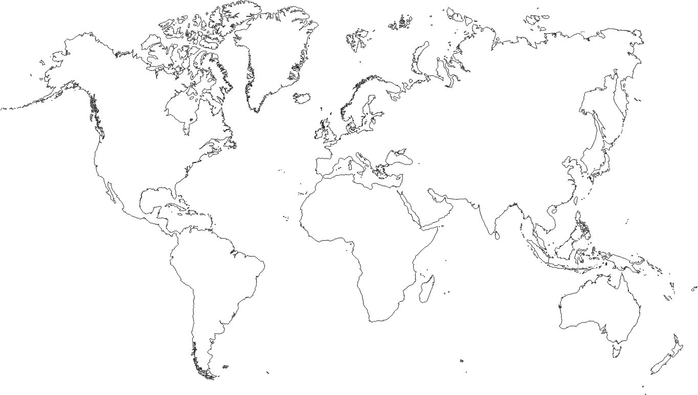 World Map Outline PNG Image