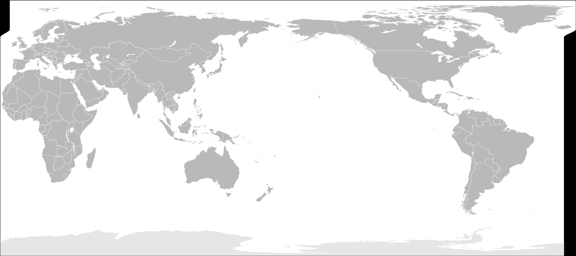 World Map Silhouette Gray Scale PNG Image