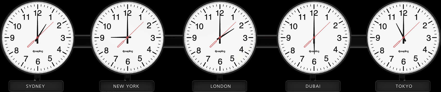 World Time Zone Clocks PNG Image