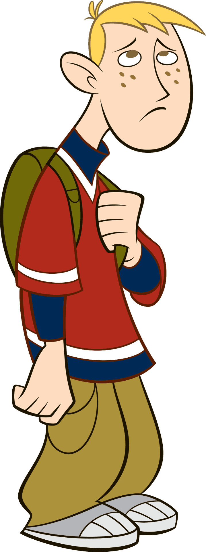 Worried Cartoon Teenager Walking PNG Image