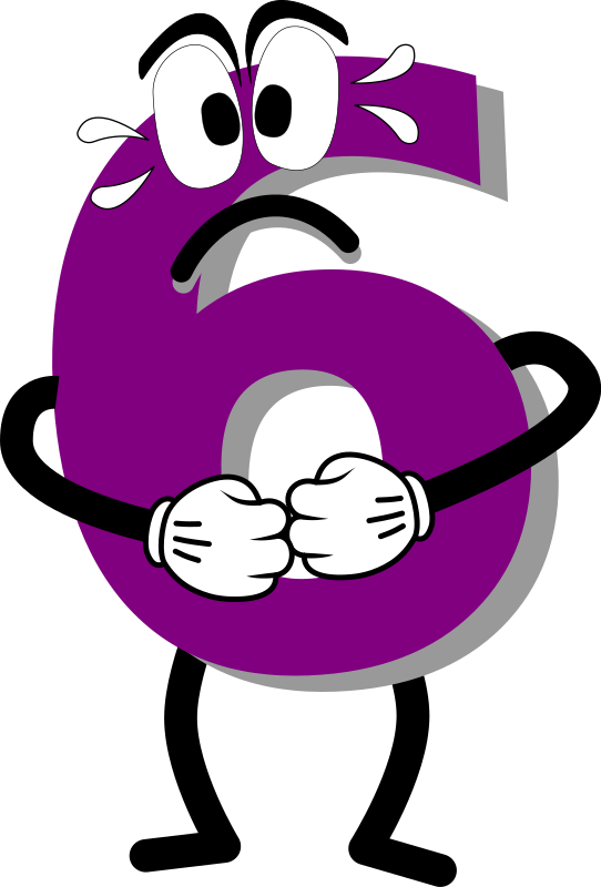 Worried Number6 Cartoon Character PNG Image