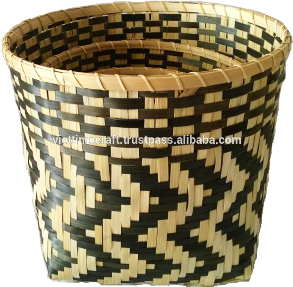 Woven Bamboo Basket Design PNG Image