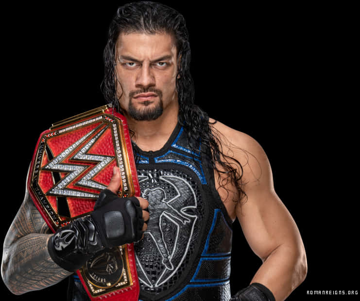 Wrestler_with_ Championship_ Belt PNG Image