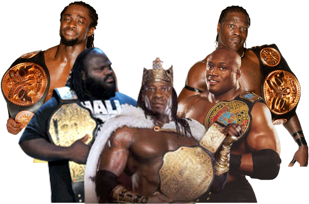 Wrestling Champions Collage PNG Image