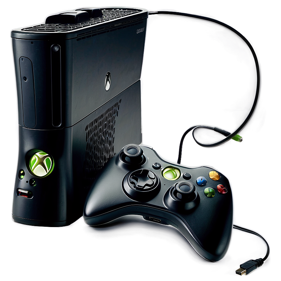 Xbox 360 Console With Hdmi Cable Png Dyb34 PNG Image