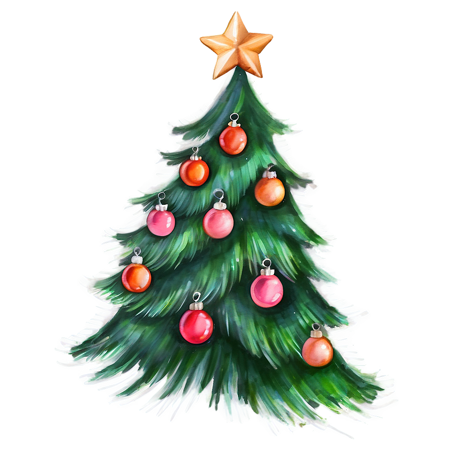 Xmas Tree Watercolor Art Png 48 PNG Image