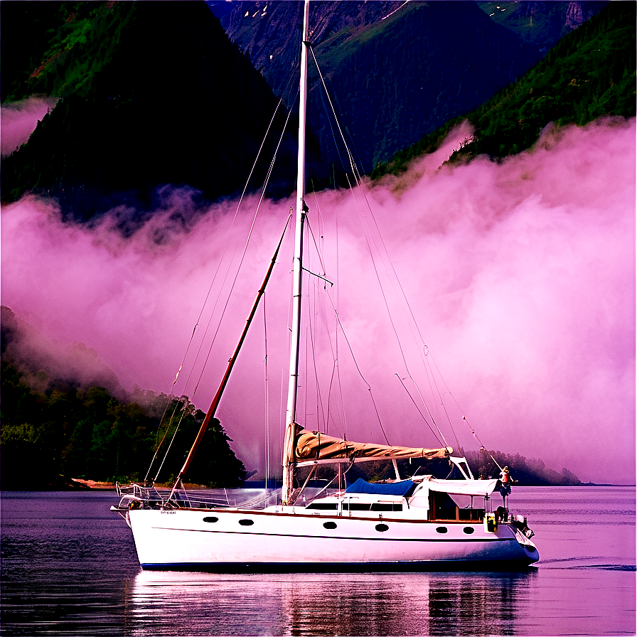 Yacht In Misty Fjords Png 05242024 PNG Image