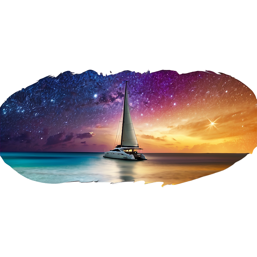 Yacht Ocean Night Sky Png 48 PNG Image