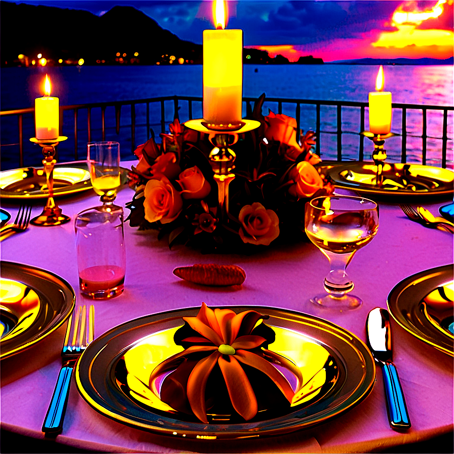 Yacht Sunset Dinner Setting Png 05242024 PNG Image