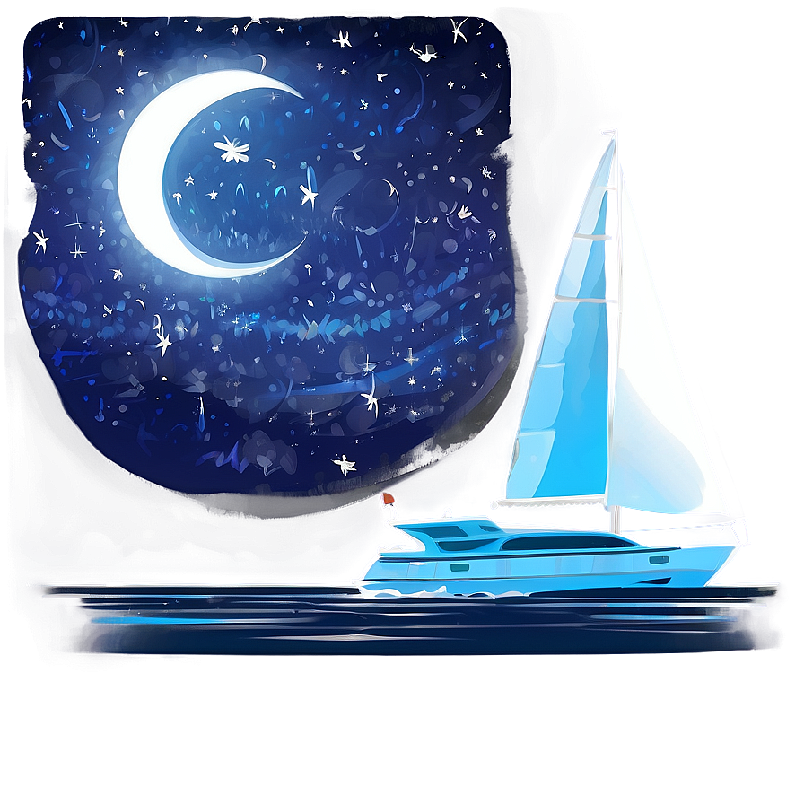 Yacht Under Starry Sky Png Nhh85 PNG Image