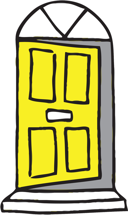 Yellow Animated Door Illustration PNG Image