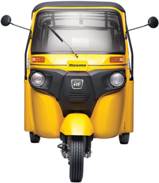 Yellow Auto Rickshaw Front View PNG Image