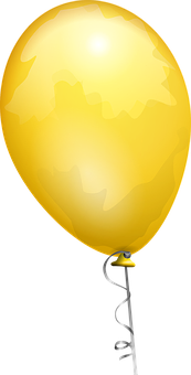 Yellow Balloonwith Ribbon PNG Image