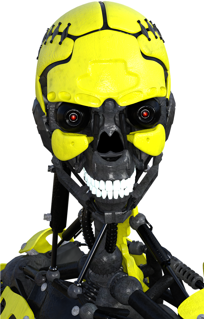 Yellow Black Cyborg Head PNG Image