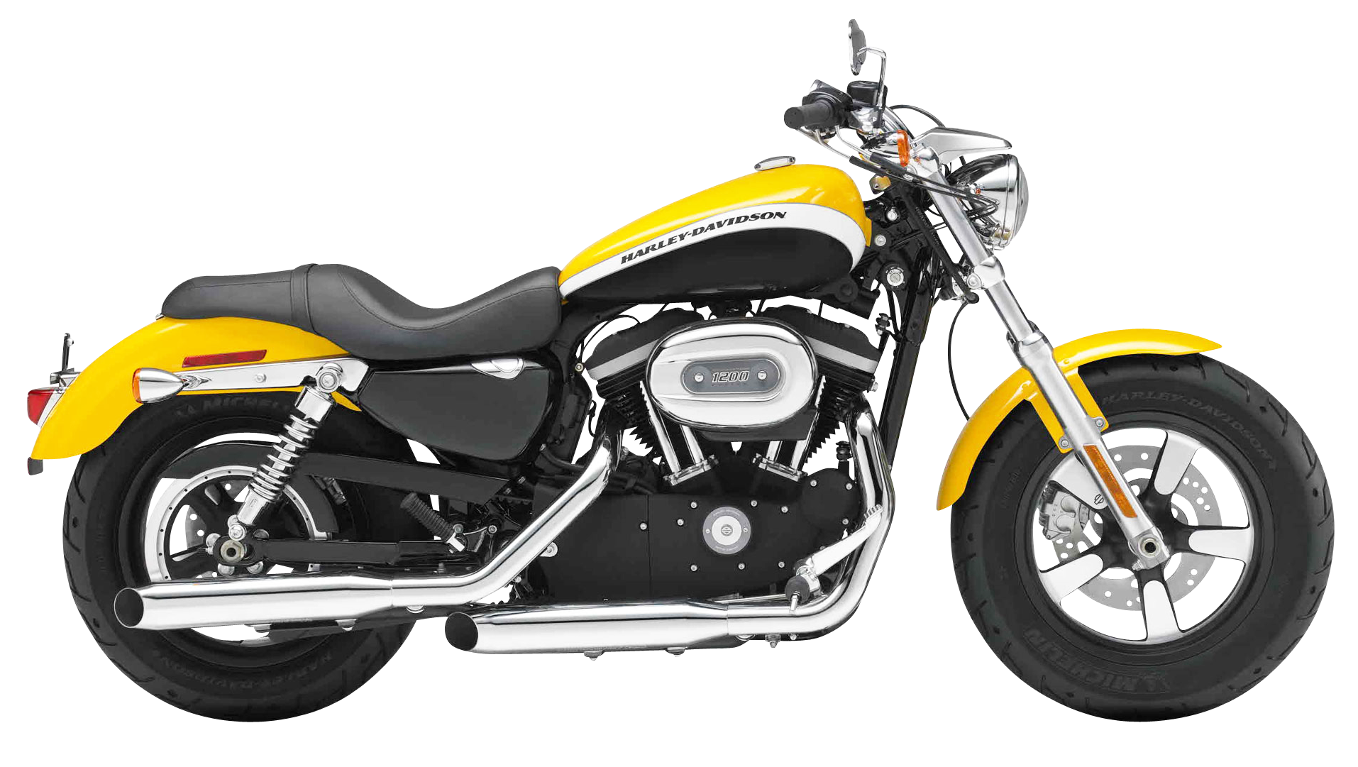 Yellow Black Harley Davidson Motorcycle PNG Image