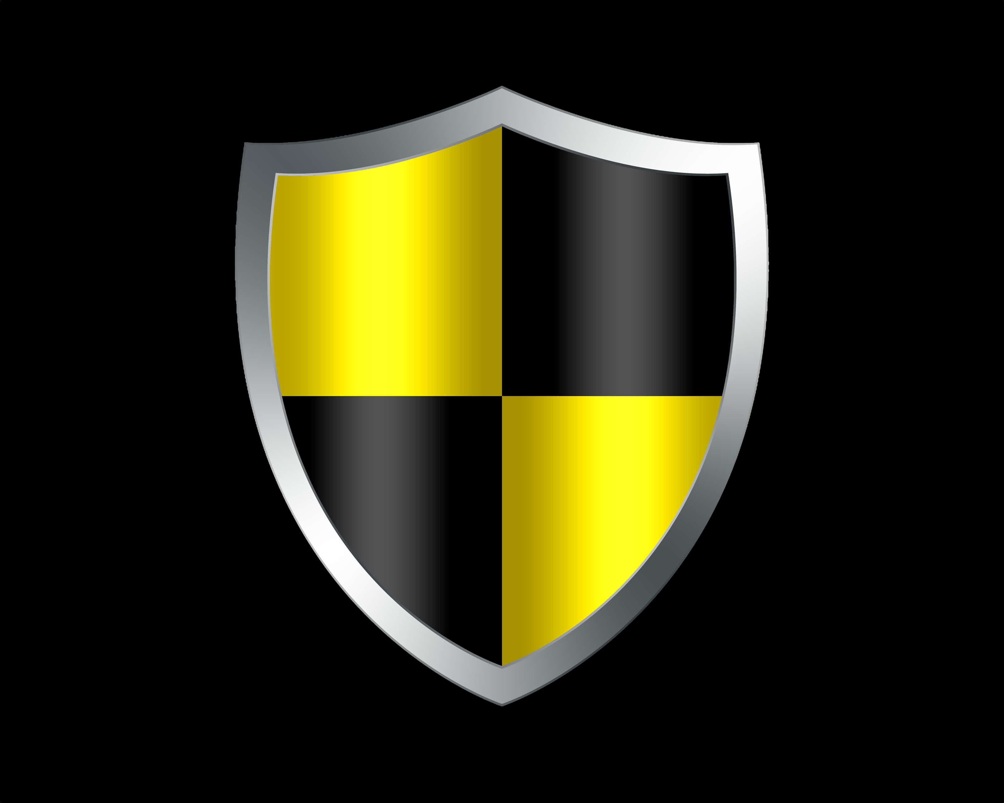 Yellow Black Quartered Shield PNG Image